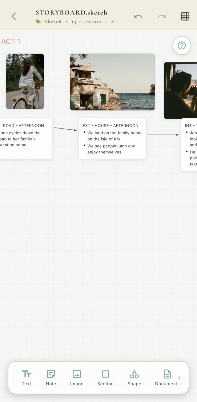 FLIK Studio storyboard canvas